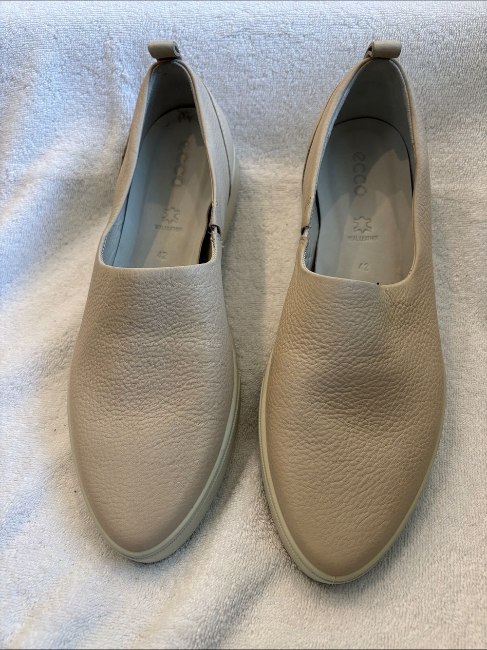 Ecco Women's Slip-On Leather Loafers in Taupe Beige
